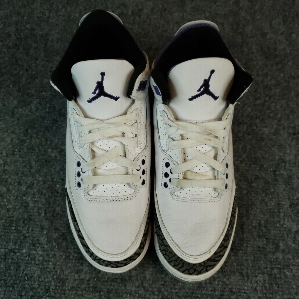 Nike Air Jordan 3 Retro Shoes Youth Boys Size 7 Purple White Sneakers DM0967-105